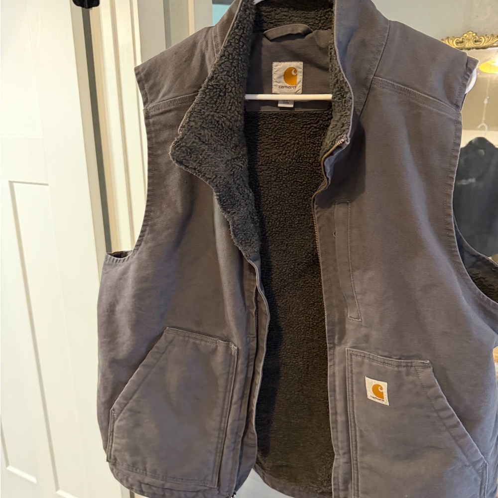 Carhartt Gray Sherpa-Lined Work Vest